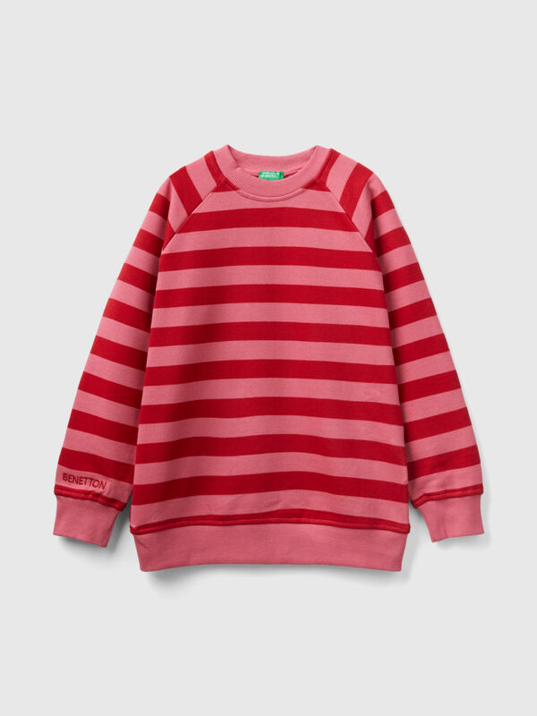 Sweatshirt mit Streifen in Rosa und Rot