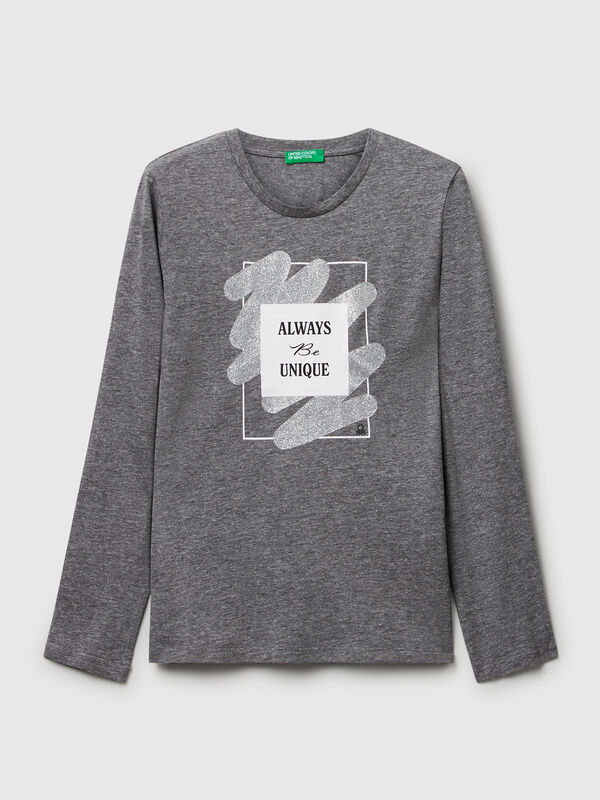 T-Shirt mit Glitzer-Print Mädchen