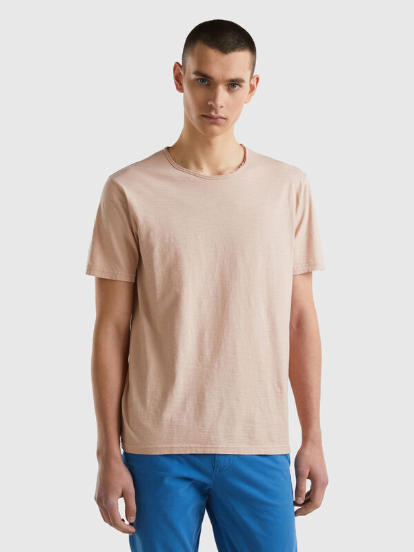 T-Shirt in Hautrosa aus geflammter Baumwolle Herren