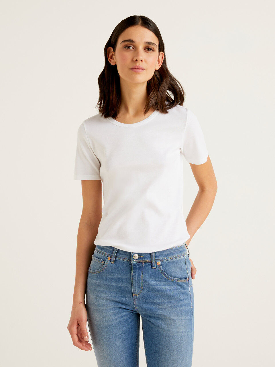 United colors of benetton T-Shirt DAMEN Hemden & T-Shirts T-Shirt Pailletten Rabatt 100 % Weiß M 