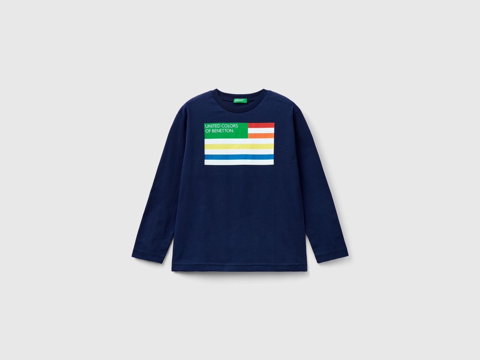 Langärmeliges T-Shirt - aus | Dunkelblau Bio-Baumwolle Benetton
