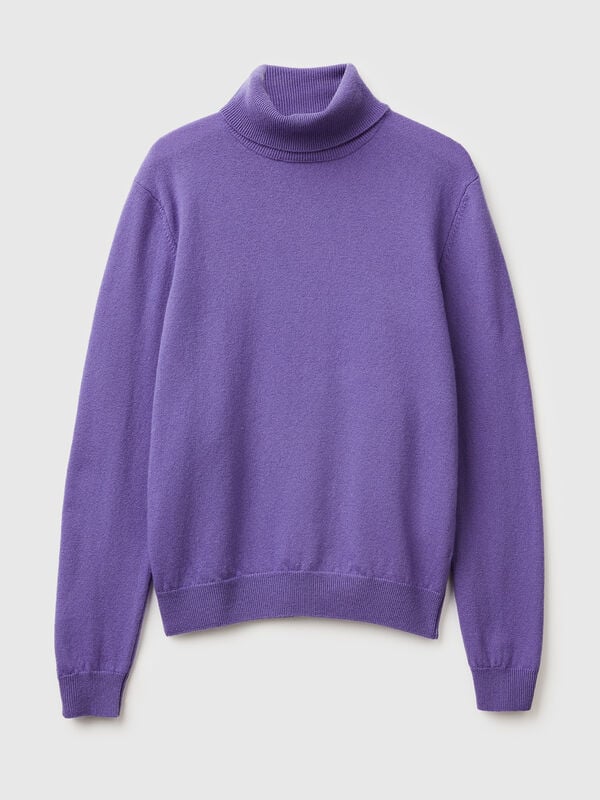 Periwinkle-Rollkragenpullover aus reiner Merinowolle Damen