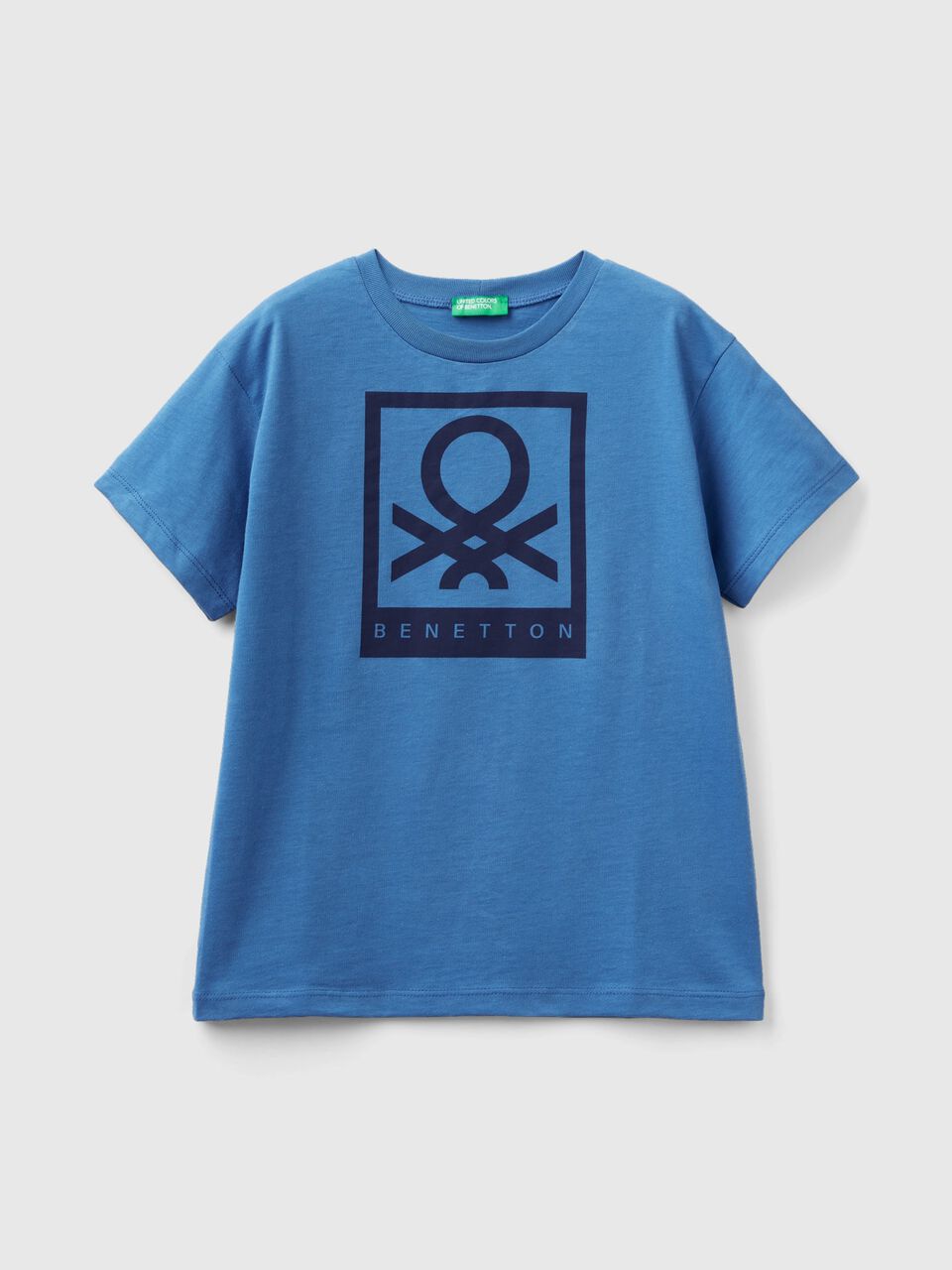T-Shirt aus 100% Baumwolle mit Logo - Blau | Benetton