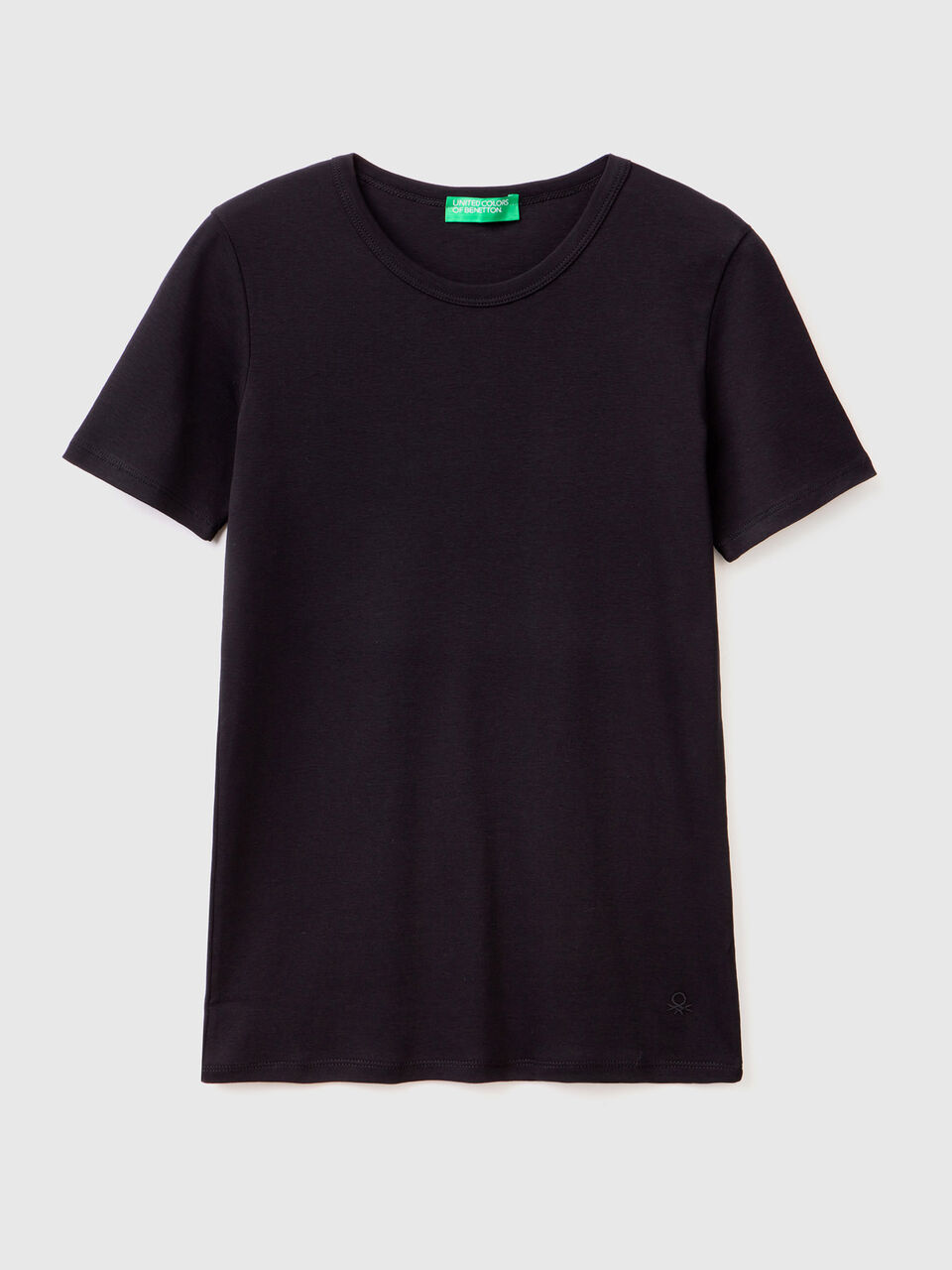 Schwarz Baumwolle | aus - T-Shirt Benetton langfaseriger