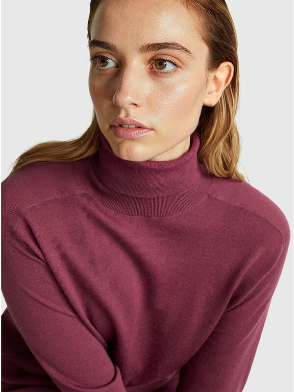 Rollkragenpullover aus reiner Merinowolle Damen