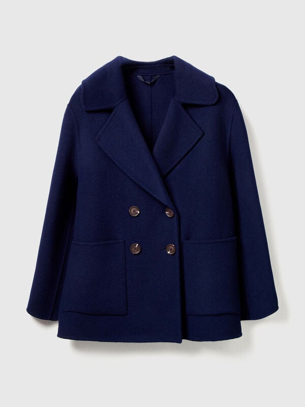 Zweireihiger Mantel aus Wollmischung Damen