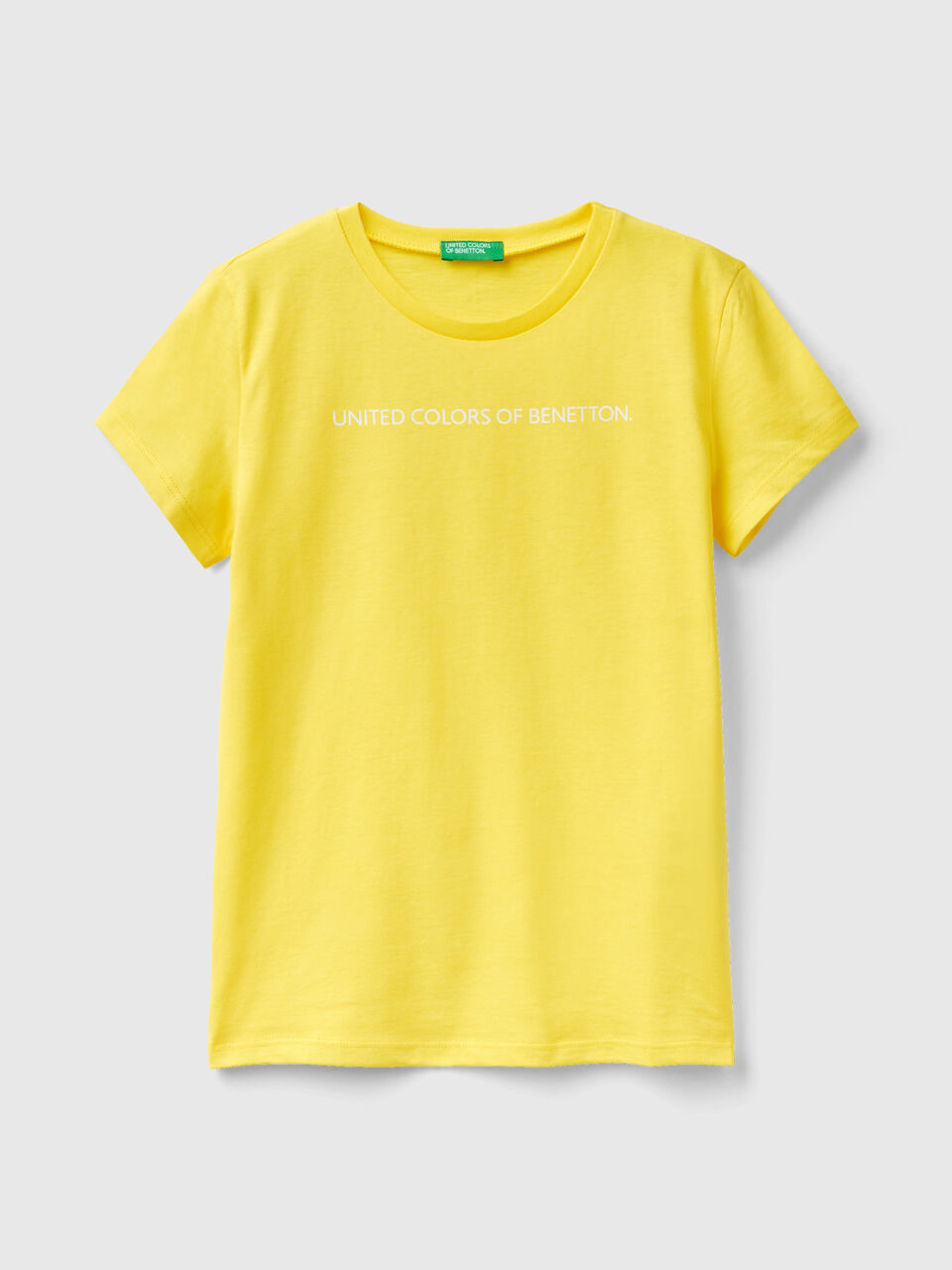 100% mit | Logo Baumwolle T-Shirt Gelb Benetton -