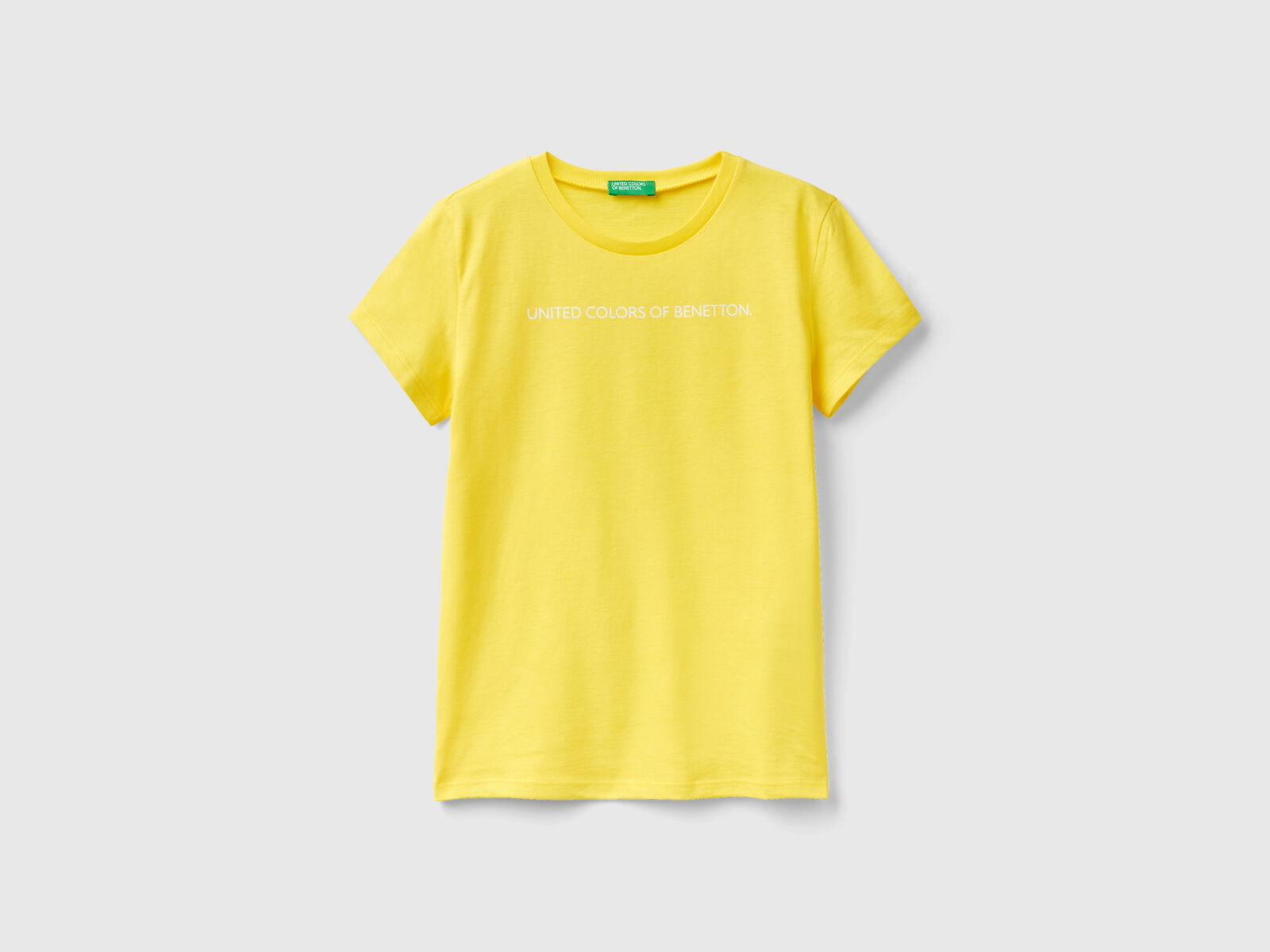 T-Shirt mit Logo 100% Baumwolle - Gelb | Benetton