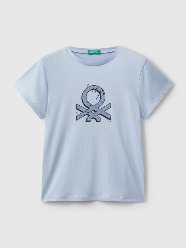 T-Shirt mit Glitzer-Logo M&auml;dchen