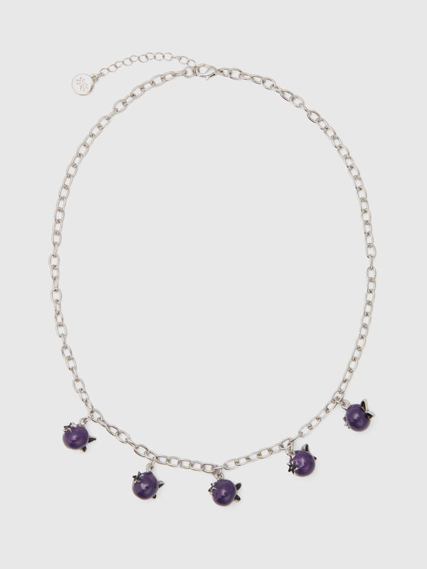 Silberne Halskette mit Blaubeeren in Viola Damen