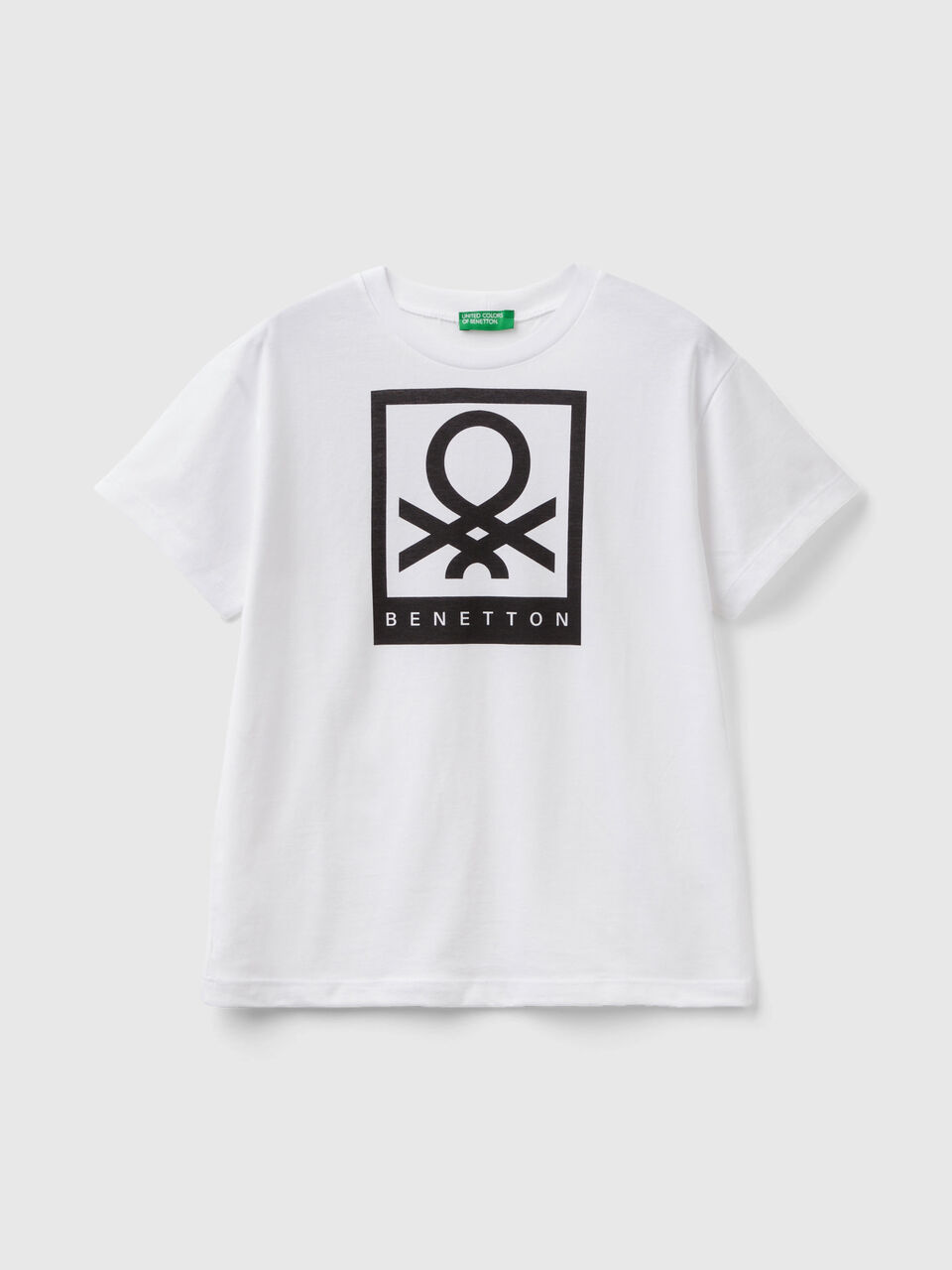 T-Shirt aus | - Weiss Logo Baumwolle 100% mit Benetton