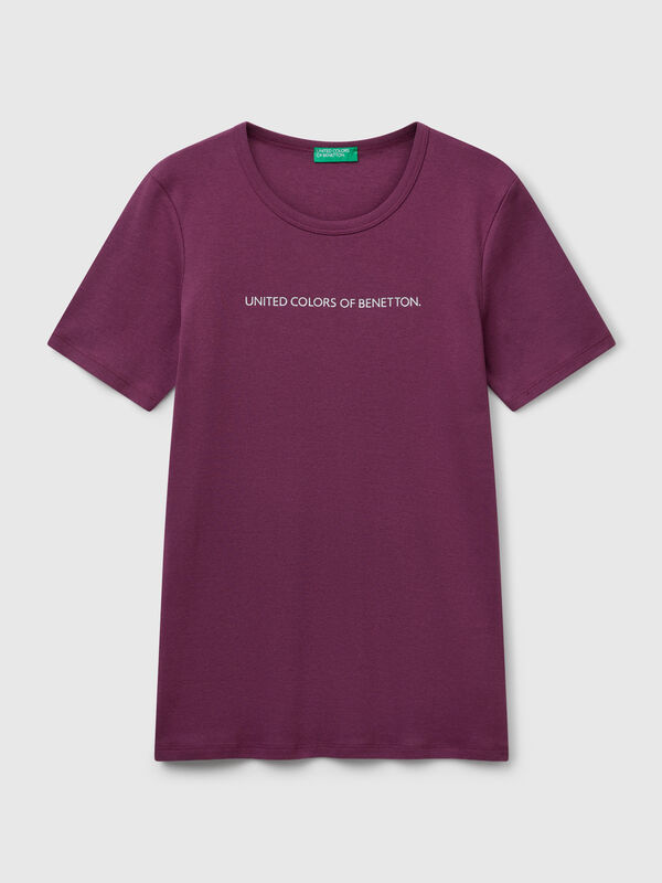 T-Shirt aus 100 % Baumwolle mit Glitzer-Logo-Print Damen