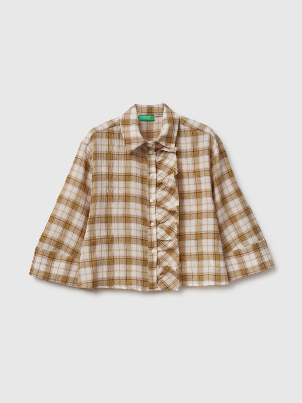 Kariertes Hemd mit Rüschen Damen