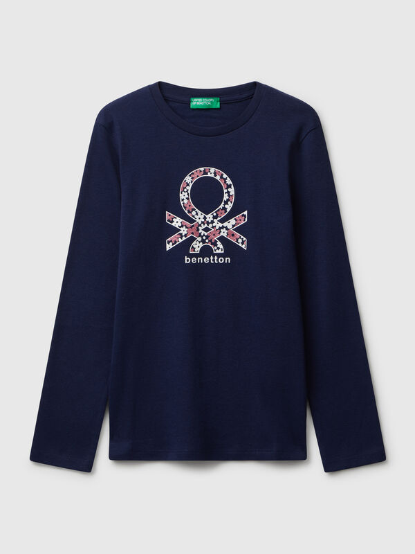 T-Shirt mit Glitzer-Print Mädchen