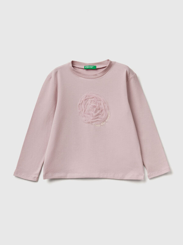 T-Shirt mit Tüll-Applikation Mädchen