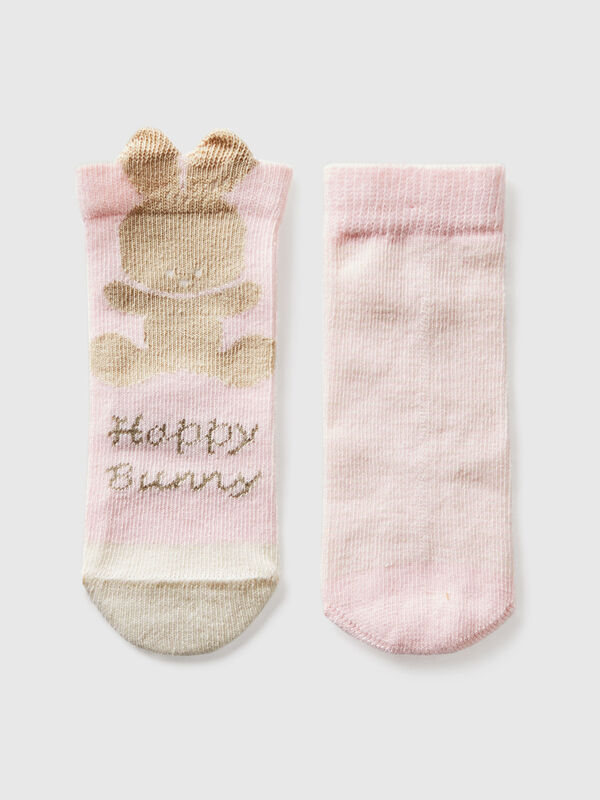 Set gestreifte Socken mit Häschen Newborn