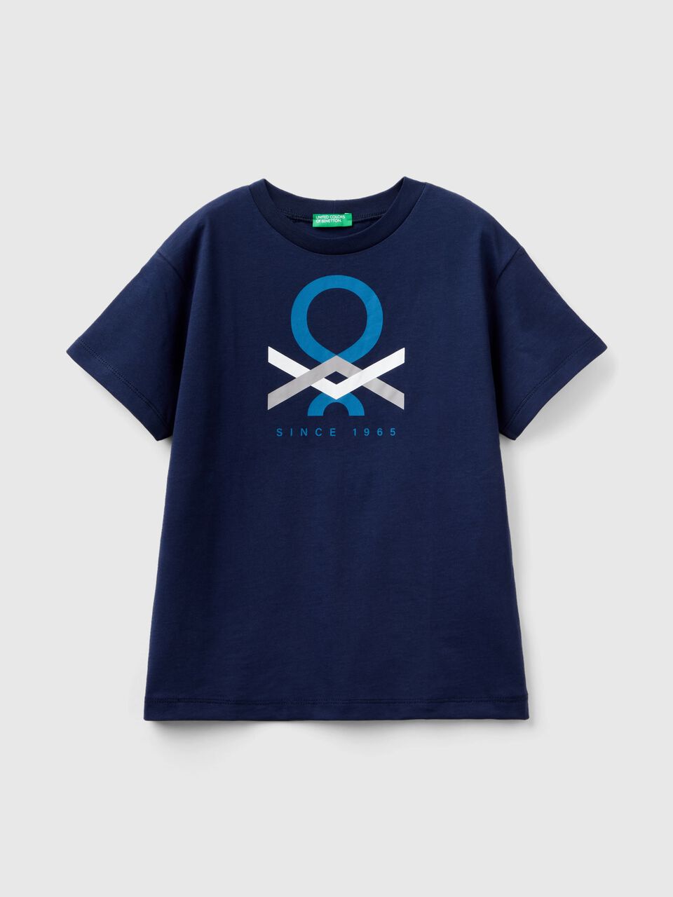 T-Shirt | Benetton 100% - Dunkelblau Bio-Baumwolle aus