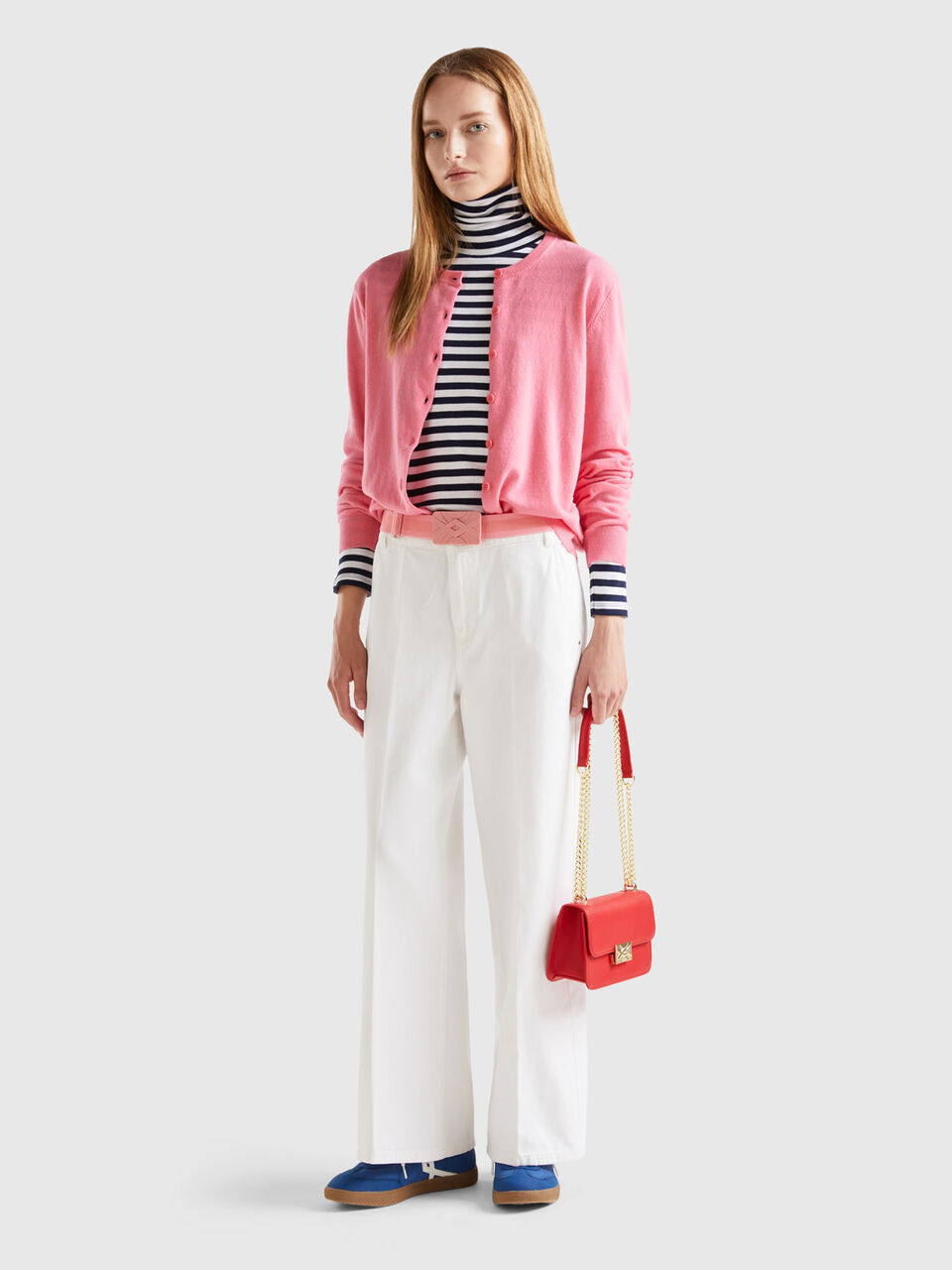 Pink in - Cashmere Rosa Benetton und einer Wolle | aus Mischung Strickjacke in
