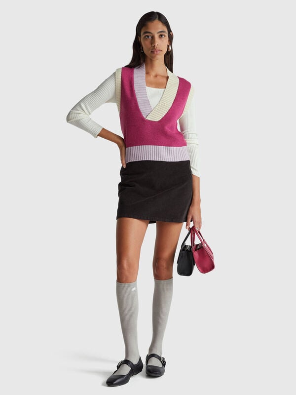 Strickweste in Farbblock-Optik Damen