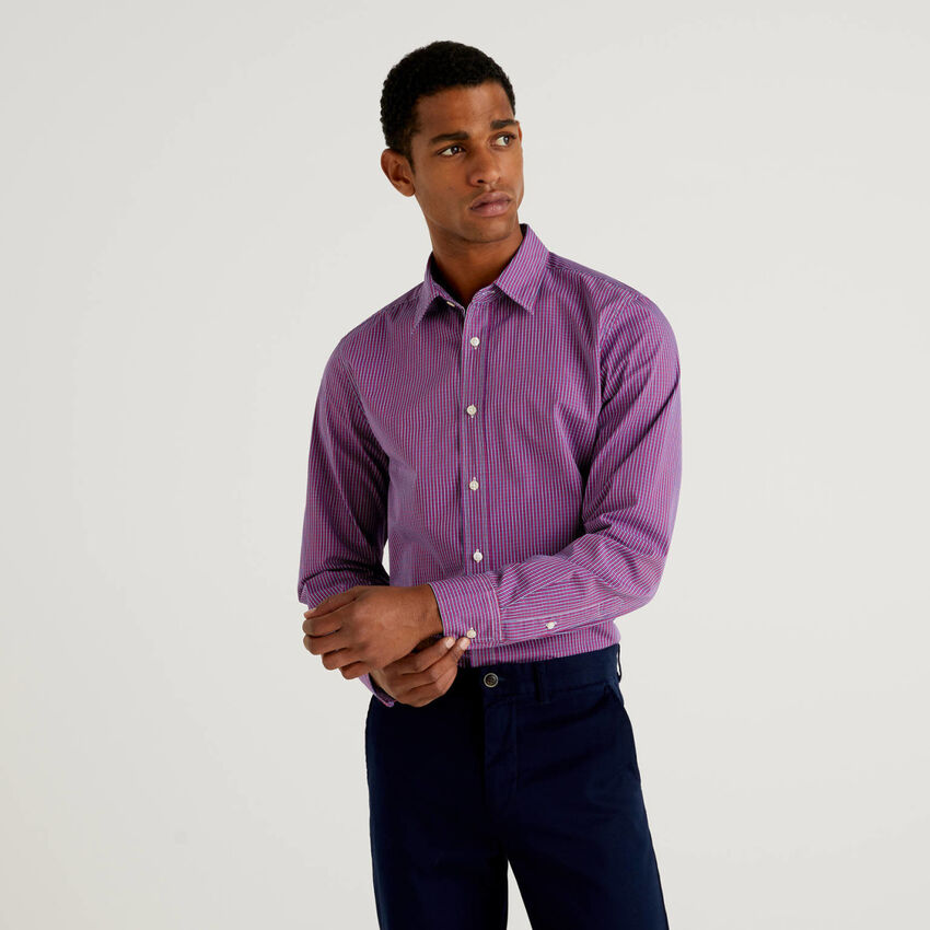 Slim-Fit-Hemd aus Baumwolle in durchgefärbtem Garn