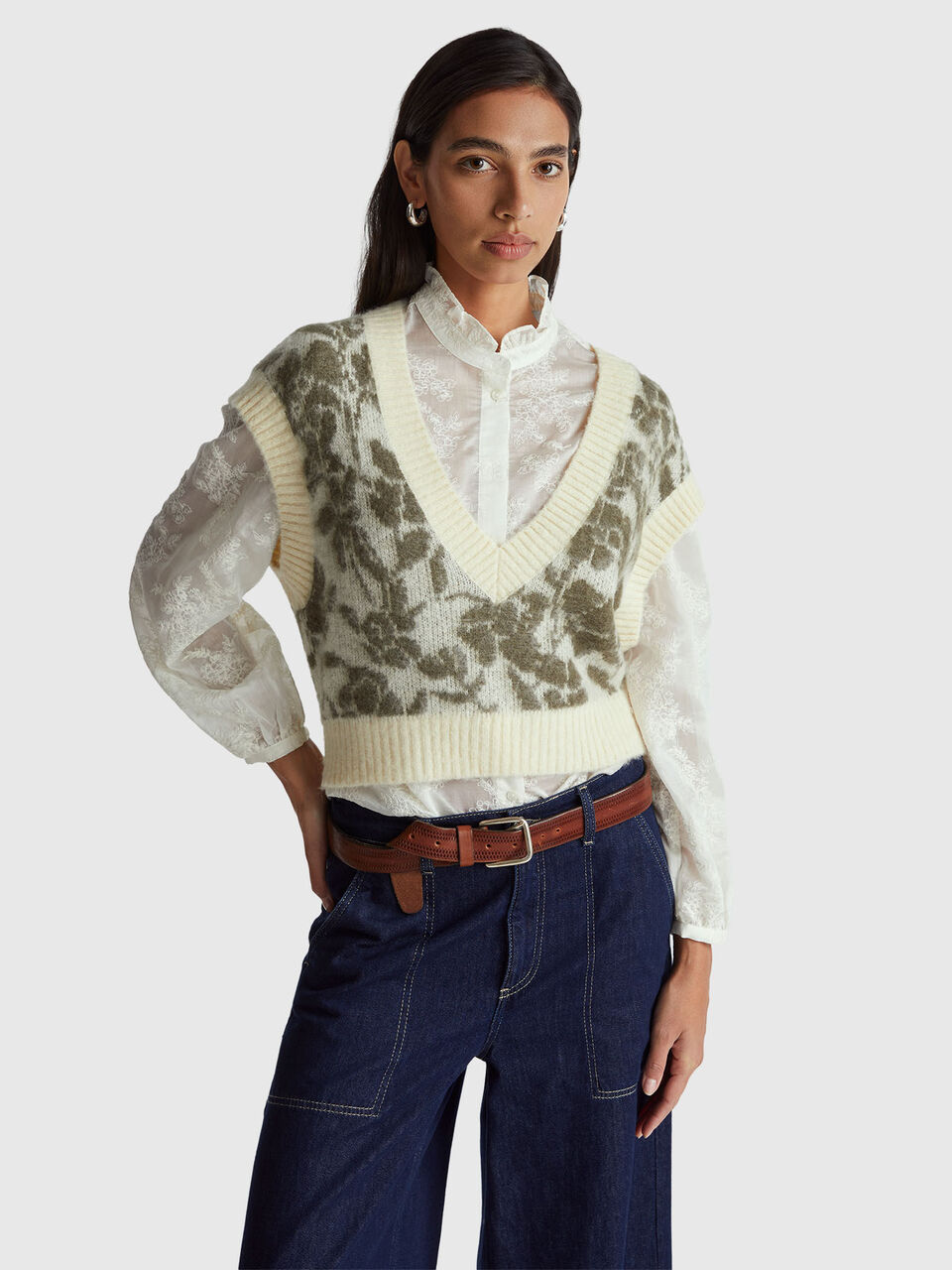 S/L V NECK SWEATER Damen image number null