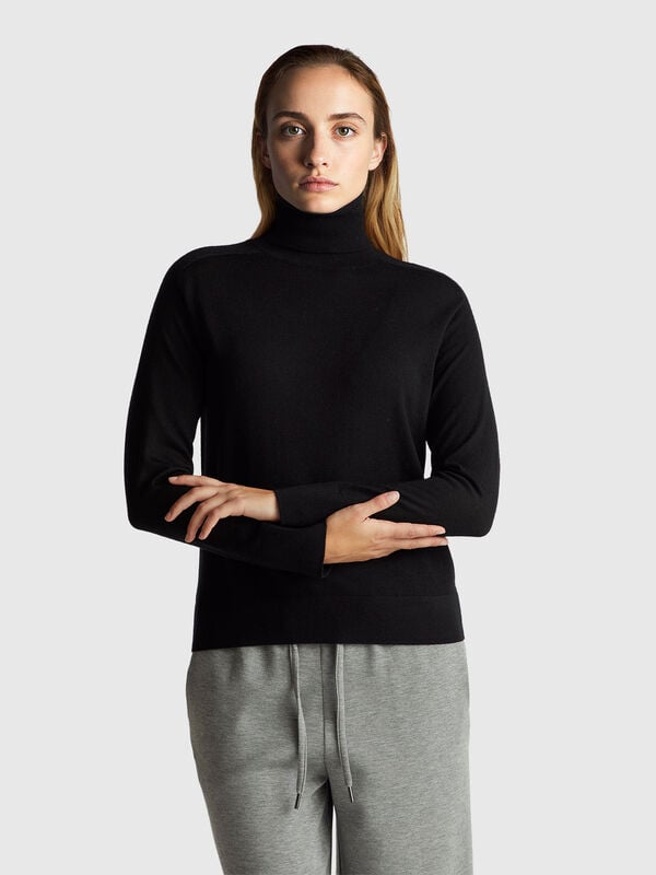Rollkragenpullover aus reiner Merinowolle Damen