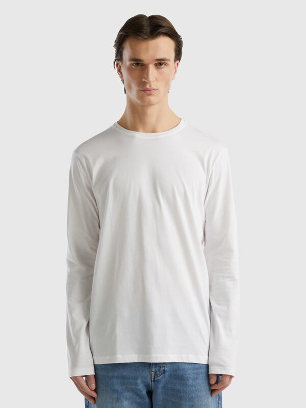 T-Shirt aus reiner Baumwolle mit langen Ärmeln Herren