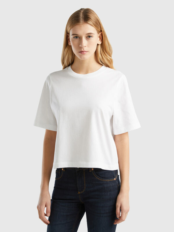 T-Shirt aus 100% Baumwolle im Boxy Fit Damen