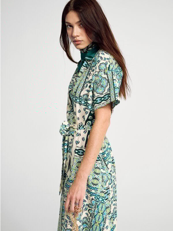 Longuette-Kleid mit Bandana-Print Damen