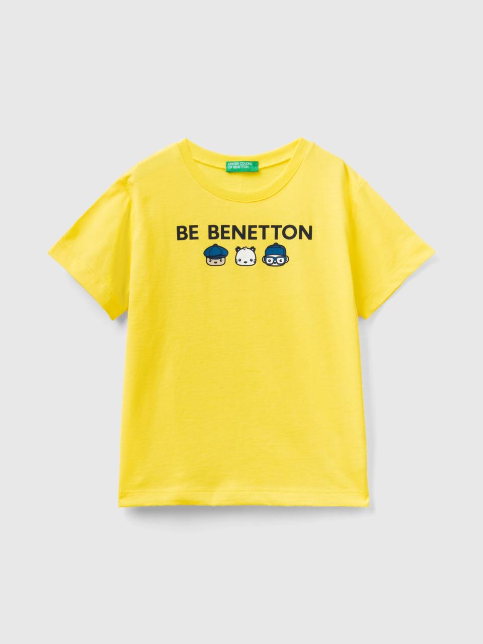 T-Shirt aus 100% Bio-Baumwolle mit Print Gelb Benetton - 